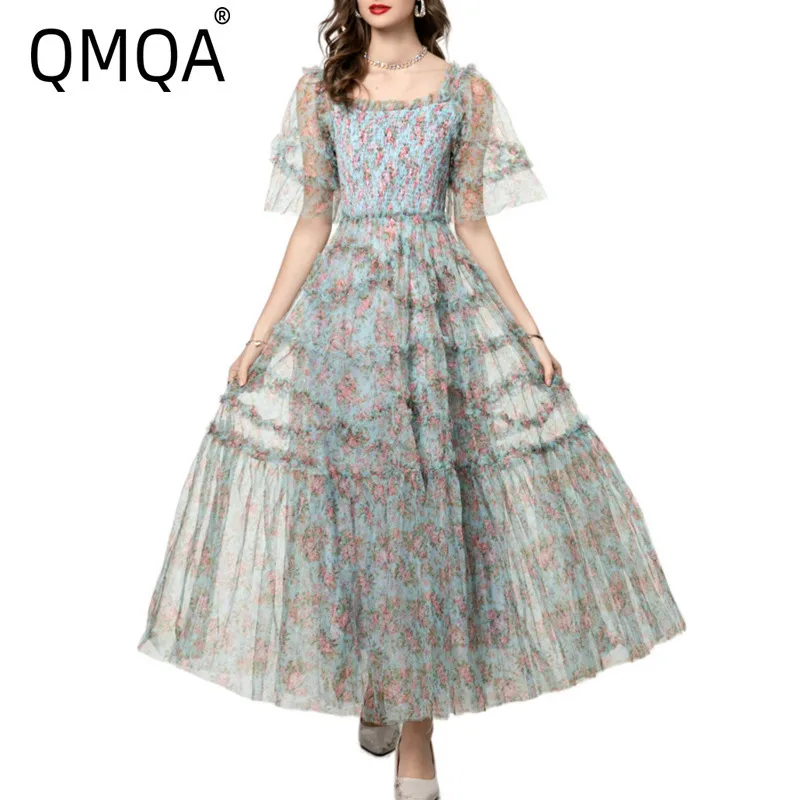 QMQA Fashion Women's Elegant Dress Flying Sleeve Backless Blue Floral Print Ruffled Mesh Princess Dresses 2025 Summer New QM488
QMQA Fashion Women's Elegant Dress Flying Sleeve Backless Blue Floral Print Ruffled Mesh Princess Dresses 2025 Summer New QM488