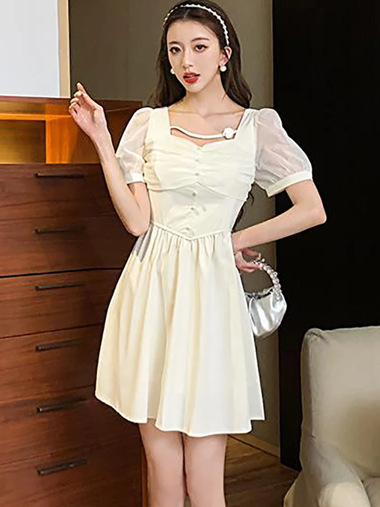 Women Korean Vintage Luxury Party Vestidos Summer White Diamonds Patchwork Mesh Square Collar Dress 2024 Elegant Chic Prom Dress
Women Korean Vintage Luxury Party Vestidos Summer White Diamonds Patchwork Mesh Square Collar Dress 2024 Elegant Chic Prom Dress