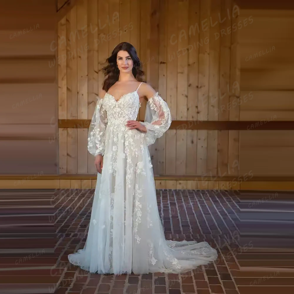 Simple Wedding Dresses Women's A Line Long Sleeve Bridal Gowns Fluffy Tulle Backless Vestidos De Novia Customized فساتين سهرة
Simple Wedding Dresses Women's A Line Long Sleeve Bridal Gowns Fluffy Tulle Backless Vestidos De Novia Customized فساتين سهرة
