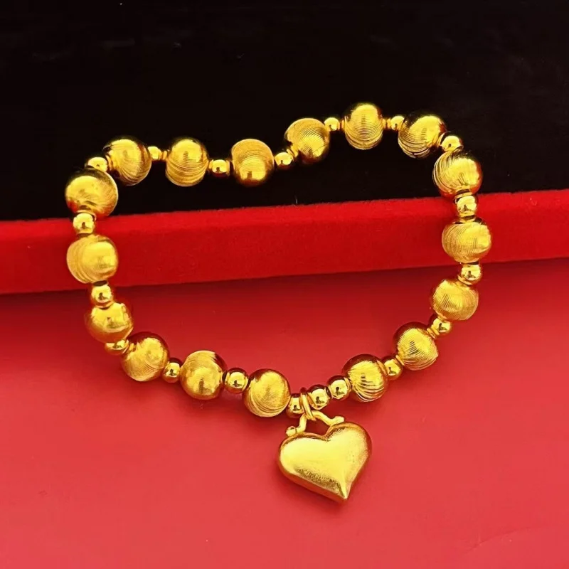 Luxury 100% Real 24K Gold Lucky Bead Cat Eye Bead Heart Charm Bracelet For Women Light Luxury Fashion Jewelry
Luxury 100% Real 24K Gold Lucky Bead Cat Eye Bead Heart Charm Bracelet For Women Light Luxury Fashion Jewelry