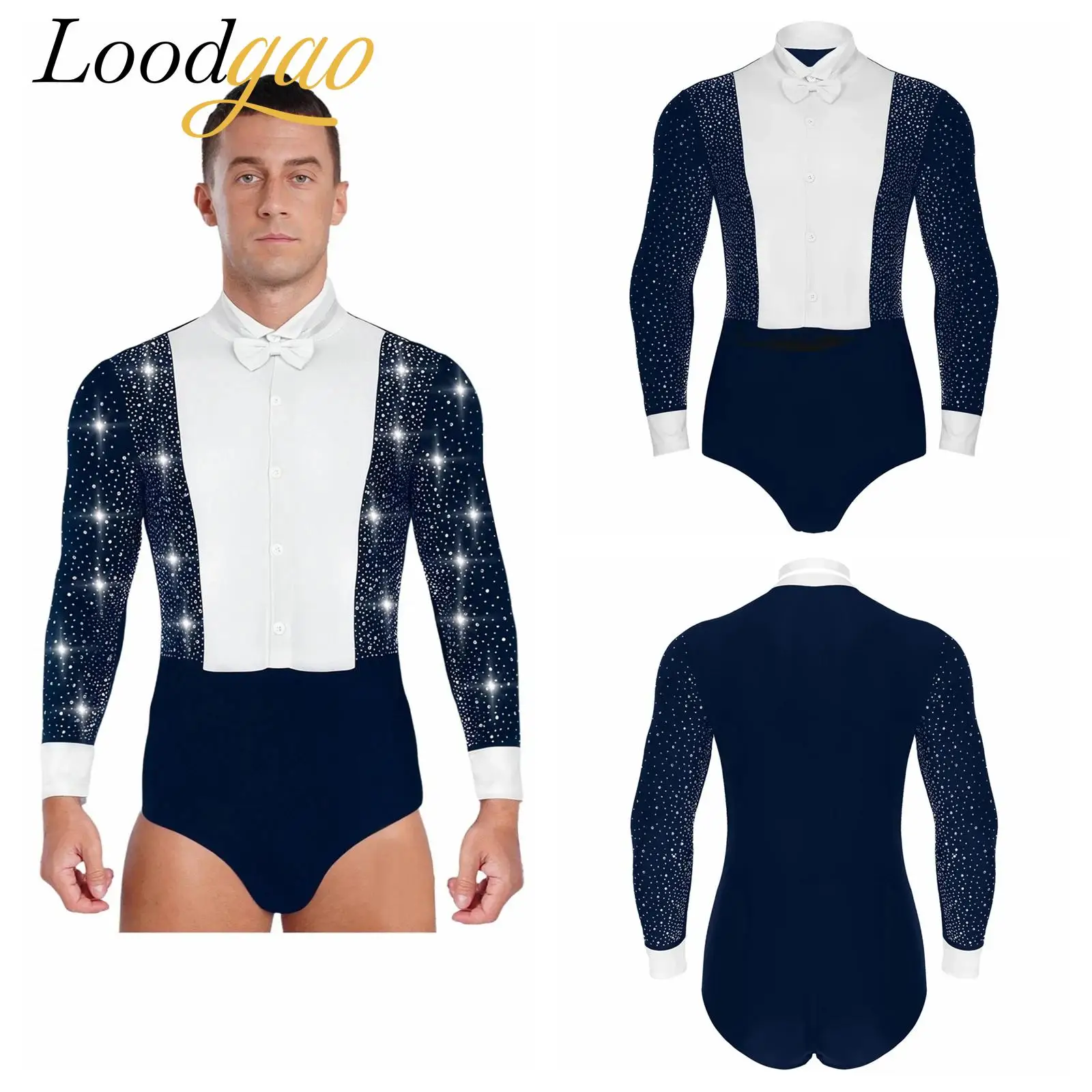 Men Latin Dance Shirts Leotard Long Sleeves Tango Rumba Ballroom Costume Shiny Rhinestones Gentleman Top Bowtie Tuxedos Bodysuit
Men Latin Dance Shirts Leotard Long Sleeves Tango Rumba Ballroom Costume Shiny Rhinestones Gentleman Top Bowtie Tuxedos Bodysuit