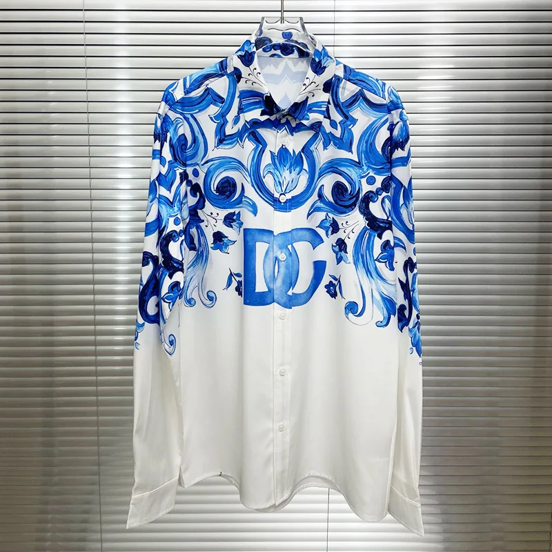 Luxury Royal Full Sleeve Shirts Men Clothing Letter Print Shirt Manga Longa Prom Party Shirts Camisas Social Masculina De Luxo
Luxury Royal Full Sleeve Shirts Men Clothing Letter Print Shirt Manga Longa Prom Party Shirts Camisas Social Masculina De Luxo