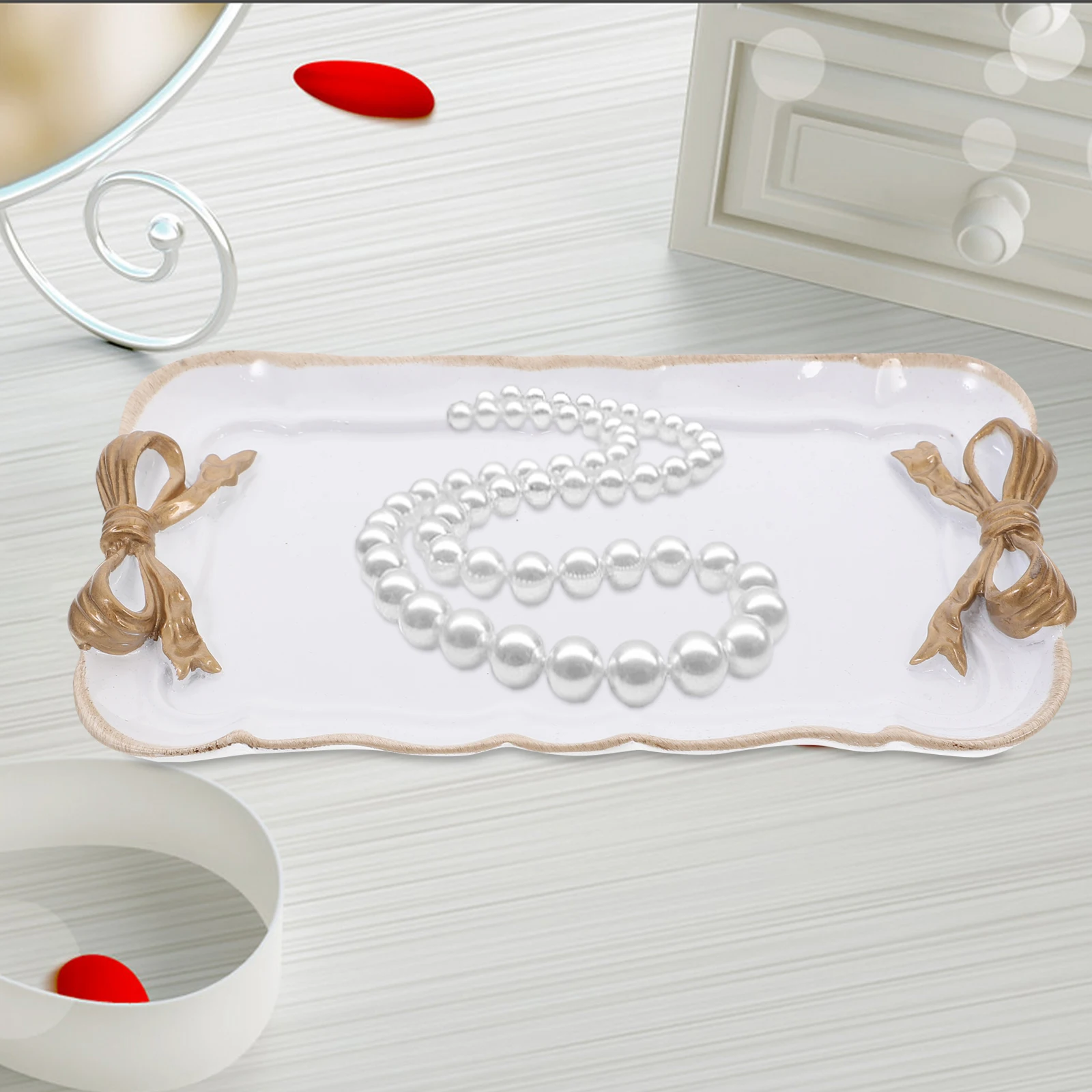 Sweet Bowknot Resin Jewelry Tray Dessert Plate Necklace Earring Key Holder Retro European Style Decorative Home Cafe Gift
Sweet Bowknot Resin Jewelry Tray Dessert Plate Necklace Earring Key Holder Retro European Style Decorative Home Cafe Gift