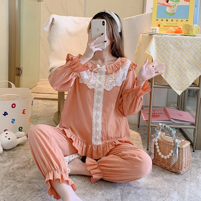 Korea Ins Spring Long Sleeve Cotton Women Pajamas Lady Two Piece Set Homewear Female Loose Casual Nightwear Sleepwear
Korea Ins Spring Long Sleeve Cotton Women Pajamas Lady Two Piece Set Homewear Female Loose Casual Nightwear Sleepwear