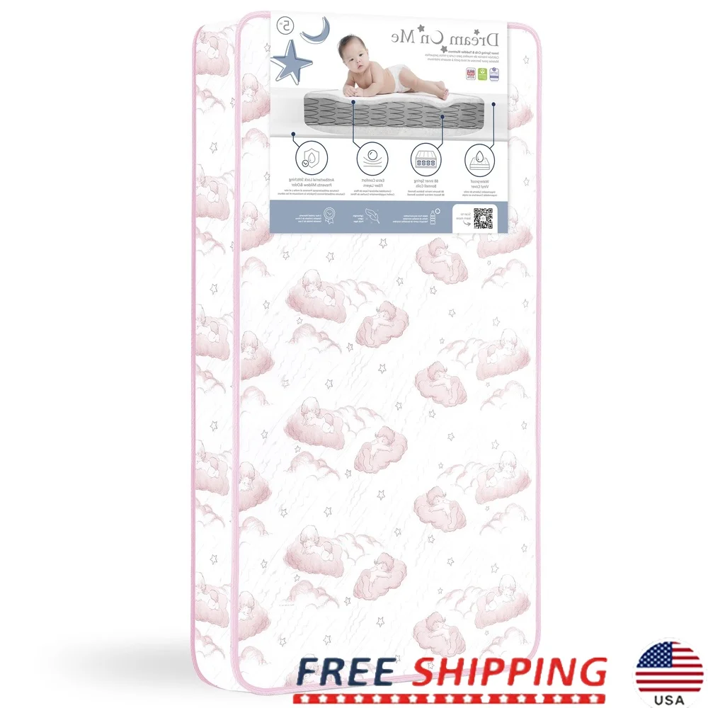 Lightweight Crib Toddler Bed Mattress 80 Coil Innerspring Waterproof Stain Resistant Hypoallergenic Firm Support 5 Inch Thick 
Lightweight Crib Toddler Bed Mattress 80 Coil Innerspring Waterproof Stain Resistant Hypoallergenic Firm Support 5 Inch Thick