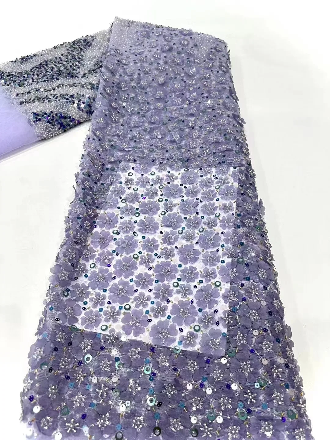 Purple African Beaded Lace Fabric High Quality Nigerian Sequins Tulle Lace Fabric 5 Yards for Wedding Dress
Purple African Beaded Lace Fabric High Quality Nigerian Sequins Tulle Lace Fabric 5 Yards for Wedding Dress