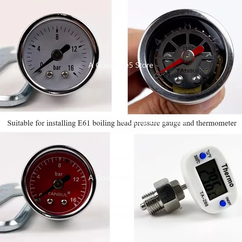 Apply To Italy E61 Semi-automatic Coffee Machine Brewing Head Pressure Gauge Thermometer Modification Accessories Display
Apply To Italy E61 Semi-automatic Coffee Machine Brewing Head Pressure Gauge Thermometer Modification Accessories Display