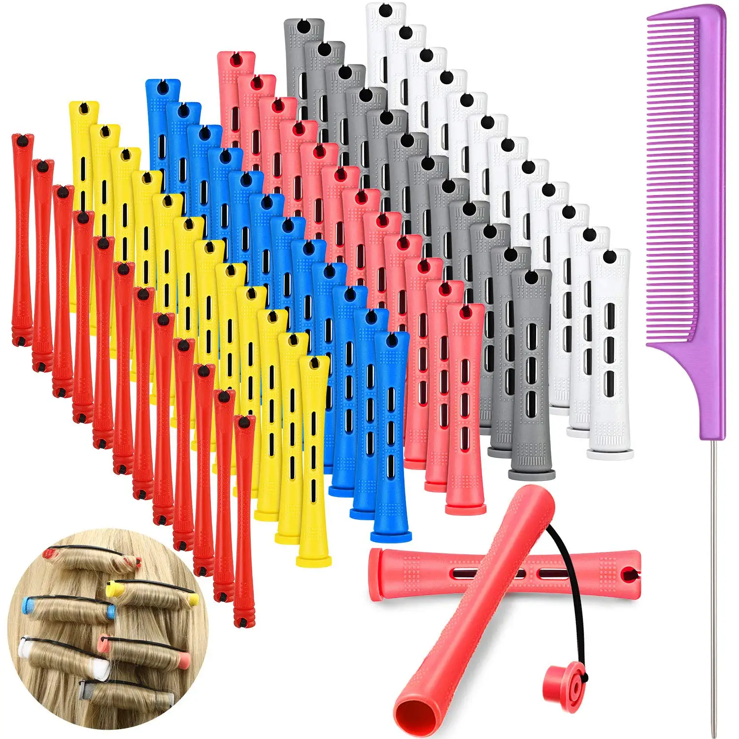 72 Pieces Hair Perm Rods Set Short Plastic Perming Rod Cold Wave Rods 6 Sizes Hair Curling Rollers With 1 Piece Steel Hair Comb
72 Pieces Hair Perm Rods Set Short Plastic Perming Rod Cold Wave Rods 6 Sizes Hair Curling Rollers With 1 Piece Steel Hair Comb