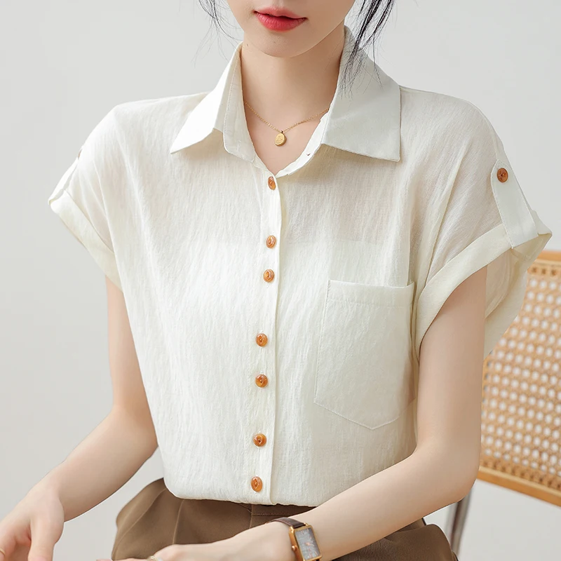 QOERLIN Roll Short Sleeve Tops Shirts Women Single-Breasted Summer Blouse Thin Comfortable Pocket Shirts 2024 Elegant Casual Top
QOERLIN Roll Short Sleeve Tops Shirts Women Single-Breasted Summer Blouse Thin Comfortable Pocket Shirts 2024 Elegant Casual Top