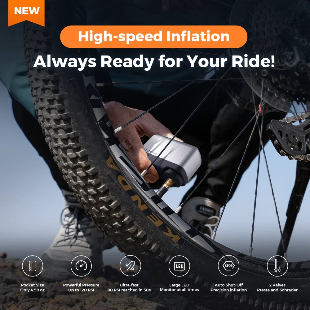 FLEXTAIL TINY BIKE PUMP PRO - 120 PSI High Pressure and LED Display Electric Bike Pump good
FLEXTAIL TINY BIKE PUMP PRO - 120 PSI High Pressure and LED Display Electric Bike Pump good