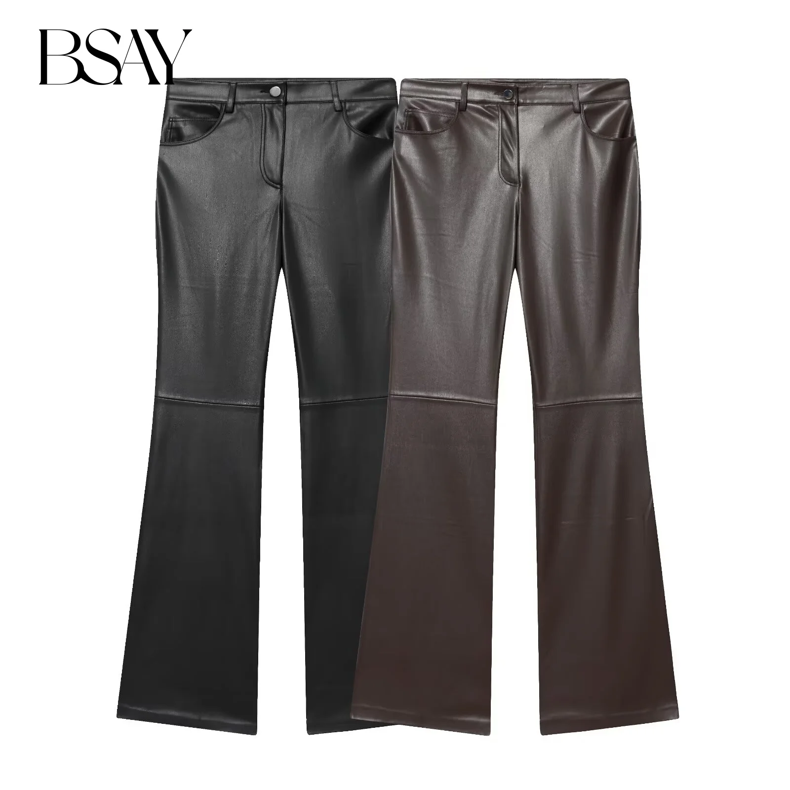 BSAY spicy girls flared leg length slimming casual pants 2025 autumn winter new chic female artificial leather trousers mujer
BSAY spicy girls flared leg length slimming casual pants 2025 autumn winter new chic female artificial leather trousers mujer
