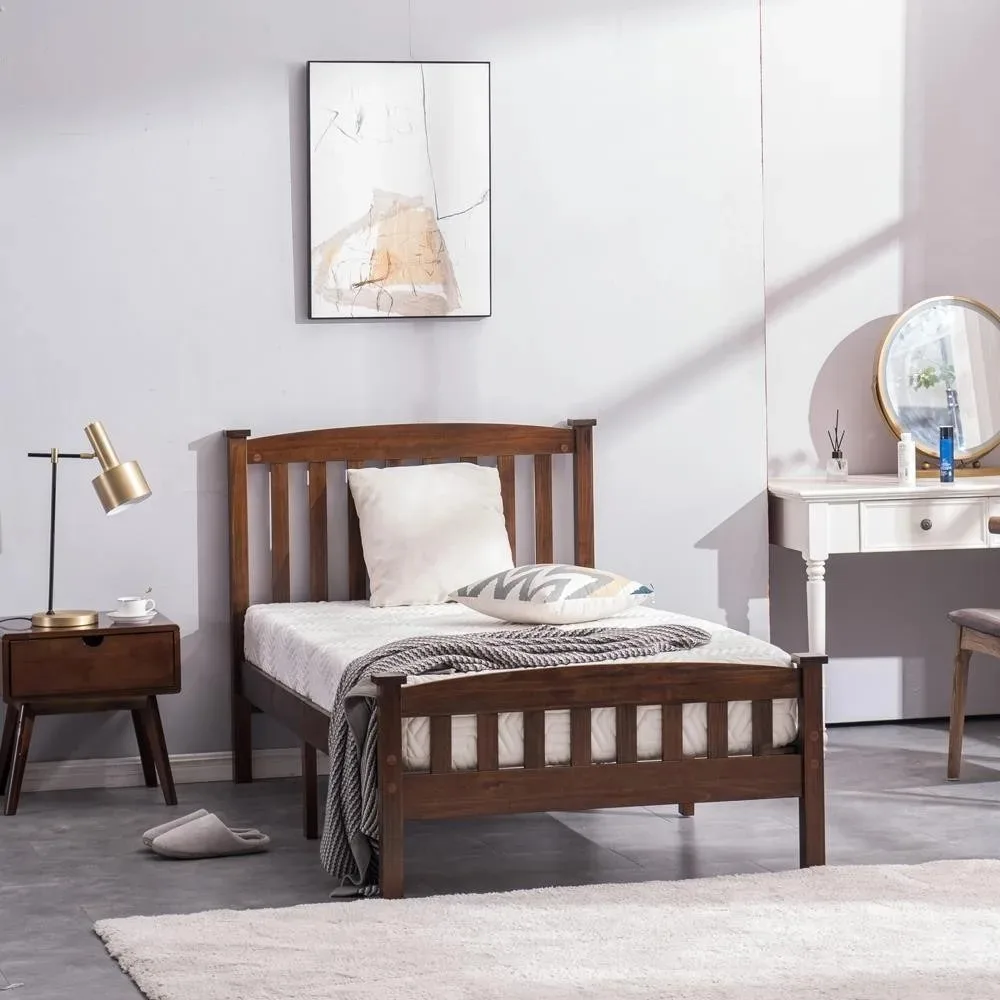 Twin Size Wooden Platform Bed Frame Foundation w/Headboard Wood Slats Walnut
Twin Size Wooden Platform Bed Frame Foundation w/Headboard Wood Slats Walnut