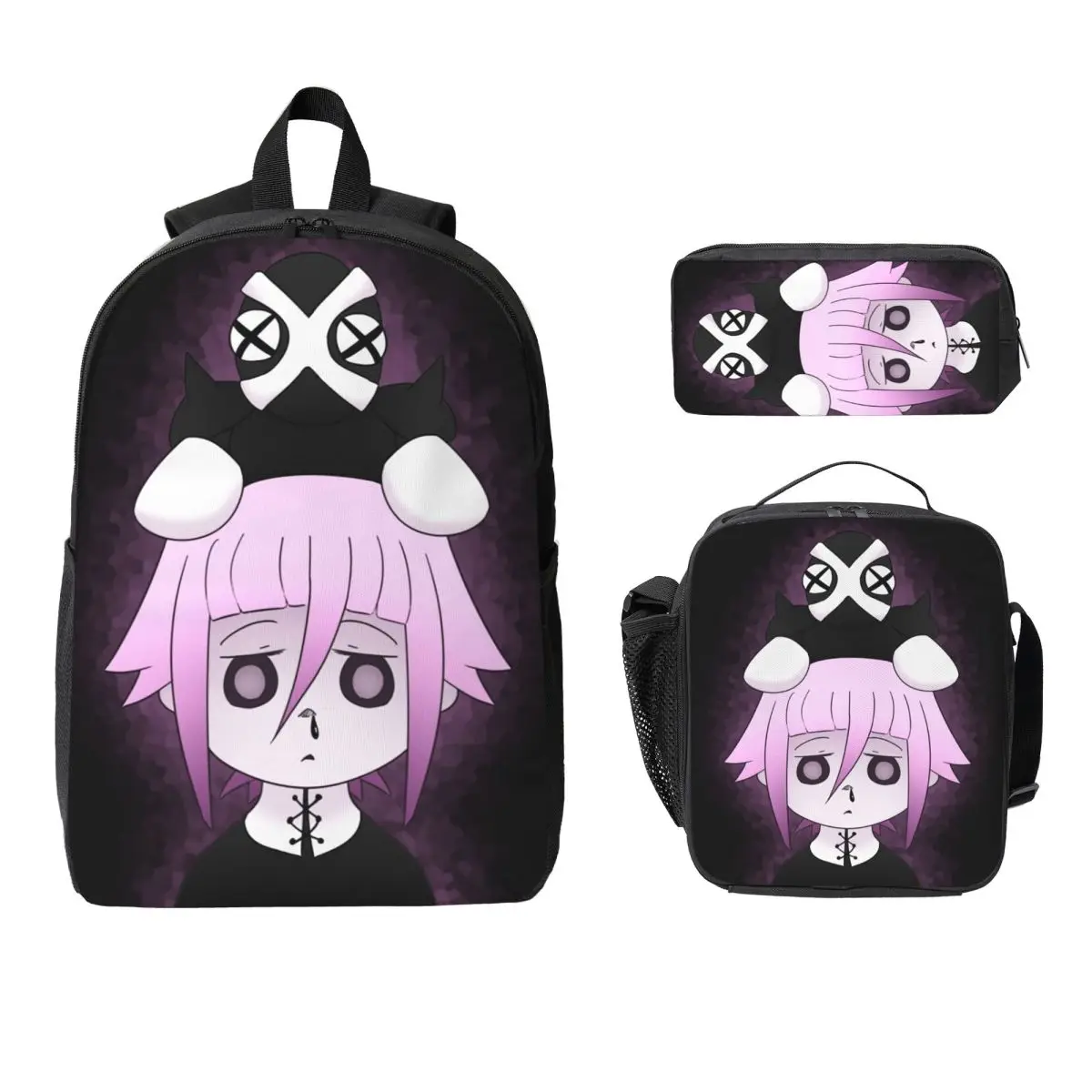 Crona And Ragnarok Soul Eater Backpack Student Boys Girls BookBag School Bag Shoulder Bags 3ps Insulated Lunch Bag Pencil Case
Crona And Ragnarok Soul Eater Backpack Student Boys Girls BookBag School Bag Shoulder Bags 3ps Insulated Lunch Bag Pencil Case