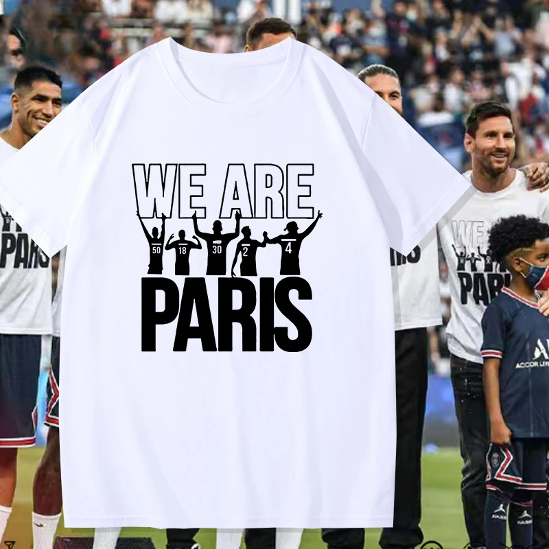 Мужские и женские спортивные рубашки Messi Paris Saint-Germain с короткими рукавами, футболка с короткими рукавами и принтом из чистого хлопка, топ
Мужские и женские спортивные рубашки Messi Paris Saint-Germain с короткими рукавами, футболка с короткими рукавами и принтом из чистого хлопка, топ