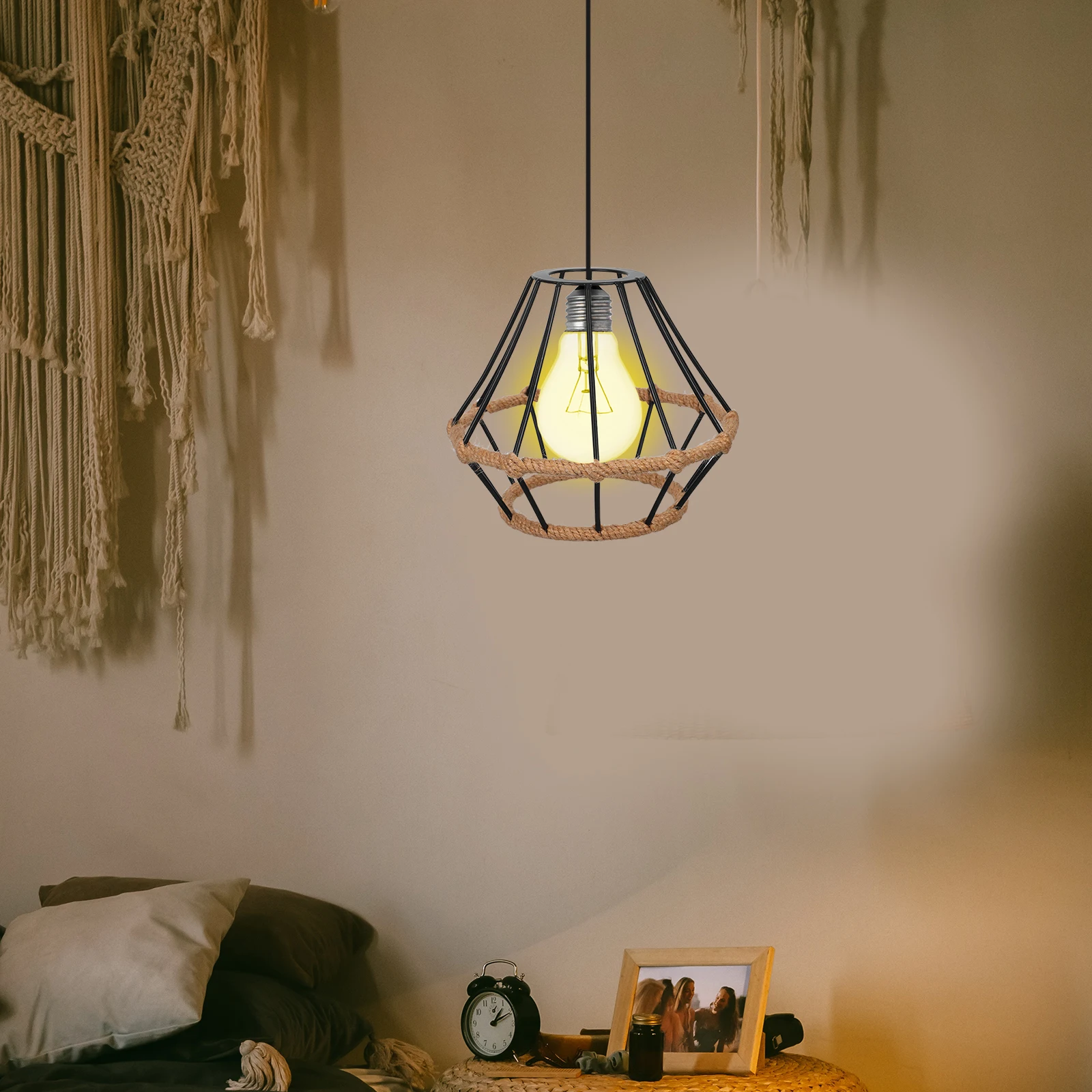 Handwoven Paper Rope Farmhouse Lampshade Wrought Iron Hollow Metal Light Shade Cover Vintage Rustic Design Bedroom Living Room
Handwoven Paper Rope Farmhouse Lampshade Wrought Iron Hollow Metal Light Shade Cover Vintage Rustic Design Bedroom Living Room