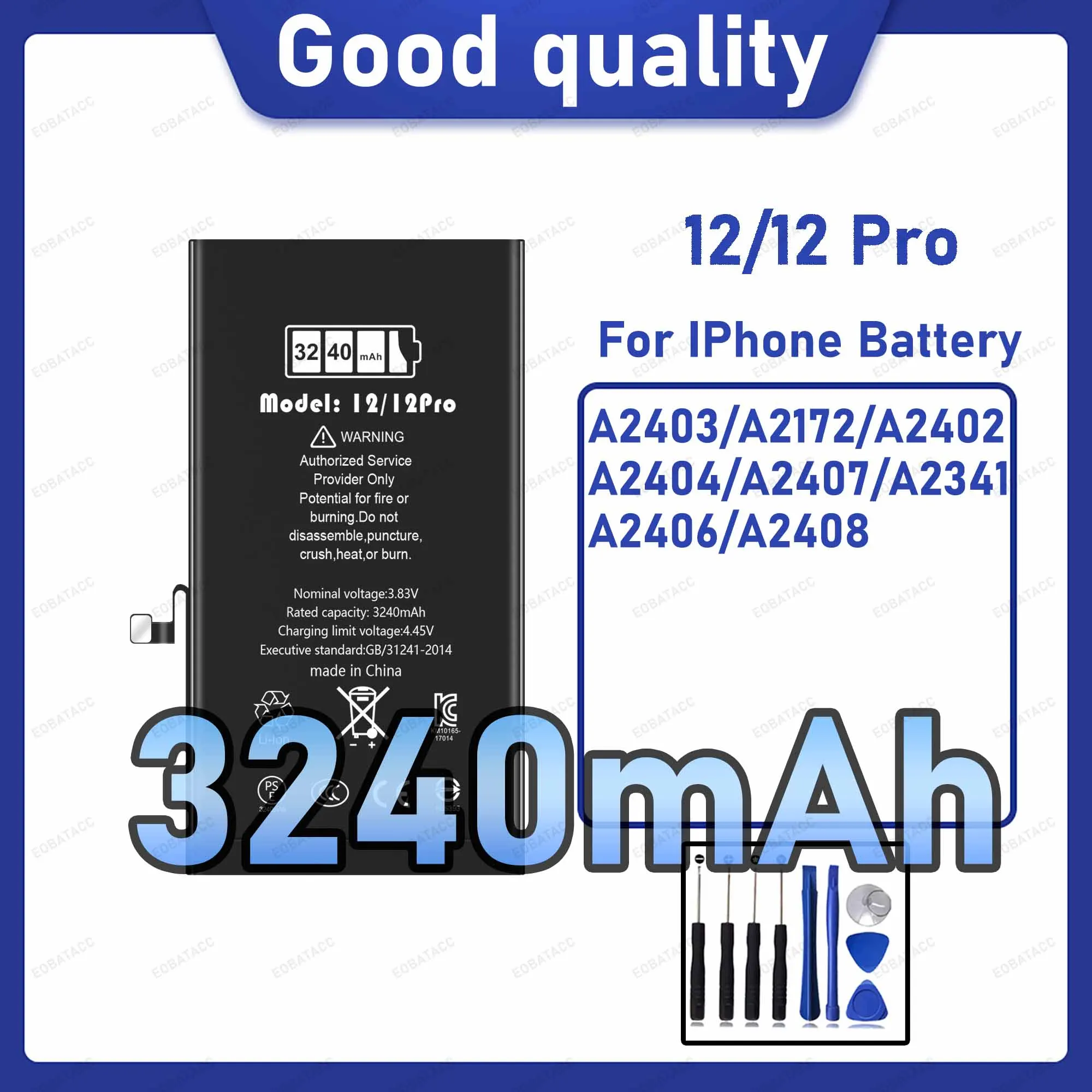 3240mAh Diagnostic Battery show genuine part no pop up message for iPhone 12/12 Pro battery
3240mAh Diagnostic Battery show genuine part no pop up message for iPhone 12/12 Pro battery
