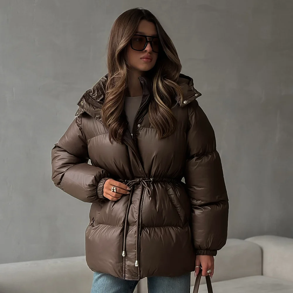 Solid Thicken Cotton Women Jackets Casual Stand Collar Zipper Long Sleeves Lace Up Detachable Hat Coat Winter Lady Warm Outwear
Solid Thicken Cotton Women Jackets Casual Stand Collar Zipper Long Sleeves Lace Up Detachable Hat Coat Winter Lady Warm Outwear