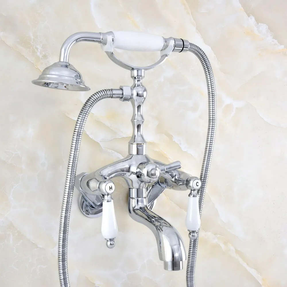 Polished Chrome Brass 3-3/8" Tub Mount Clawfoot Tub Faucet Mixer Tap With Hose & Spray Wall Mounted Dual Ceramic Handles mqg402
Polished Chrome Brass 3-3/8" Tub Mount Clawfoot Tub Faucet Mixer Tap With Hose & Spray Wall Mounted Dual Ceramic Handles mqg402