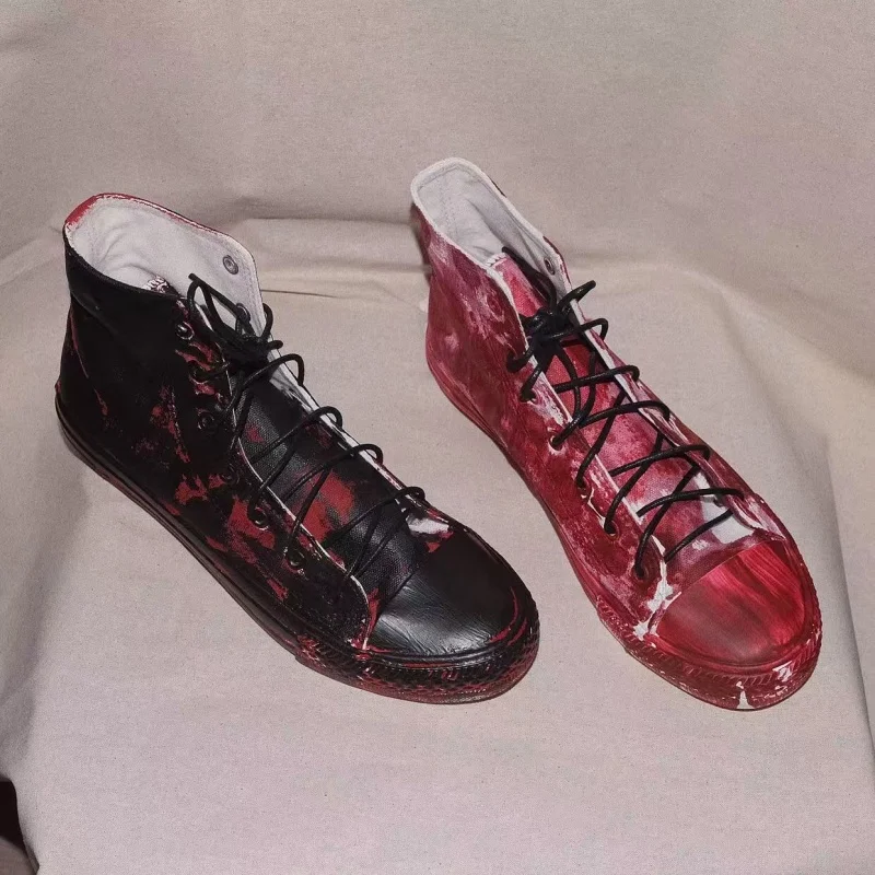 Handmade black and red high-top canvas shoes large size men and women couples casual shoes 35-45
Handmade black and red high-top canvas shoes large size men and women couples casual shoes 35-45