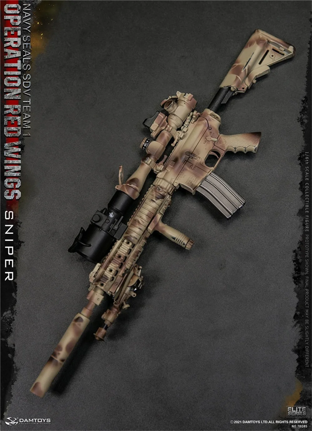 DAMTOYS 1/6 DAM 78085 Navy Seals SDV Team 1 Operation Red Wing MK12 MOD1 Spr Sniper Rifle With Crane Camo Painting Model For DIY
DAMTOYS 1/6 DAM 78085 Navy Seals SDV Team 1 Operation Red Wing MK12 MOD1 Spr Sniper Rifle With Crane Camo Painting Model For DIY