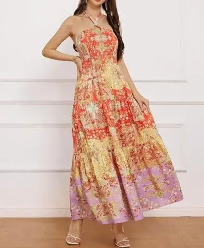 Summer Strapless and Exposed Straps Fashionable Printed Long Skirt for Women Elegant and Sexy Backless Hanging Neck Dress
Summer Strapless and Exposed Straps Fashionable Printed Long Skirt for Women Elegant and Sexy Backless Hanging Neck Dress