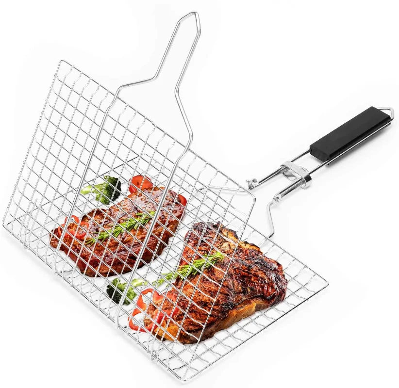 Grill Accessories, Grill Basket and Grill Rack, Portable Folding Stainless Steel Fish Grilling Basket with Removable Handle
Grill Accessories, Grill Basket and Grill Rack, Portable Folding Stainless Steel Fish Grilling Basket with Removable Handle