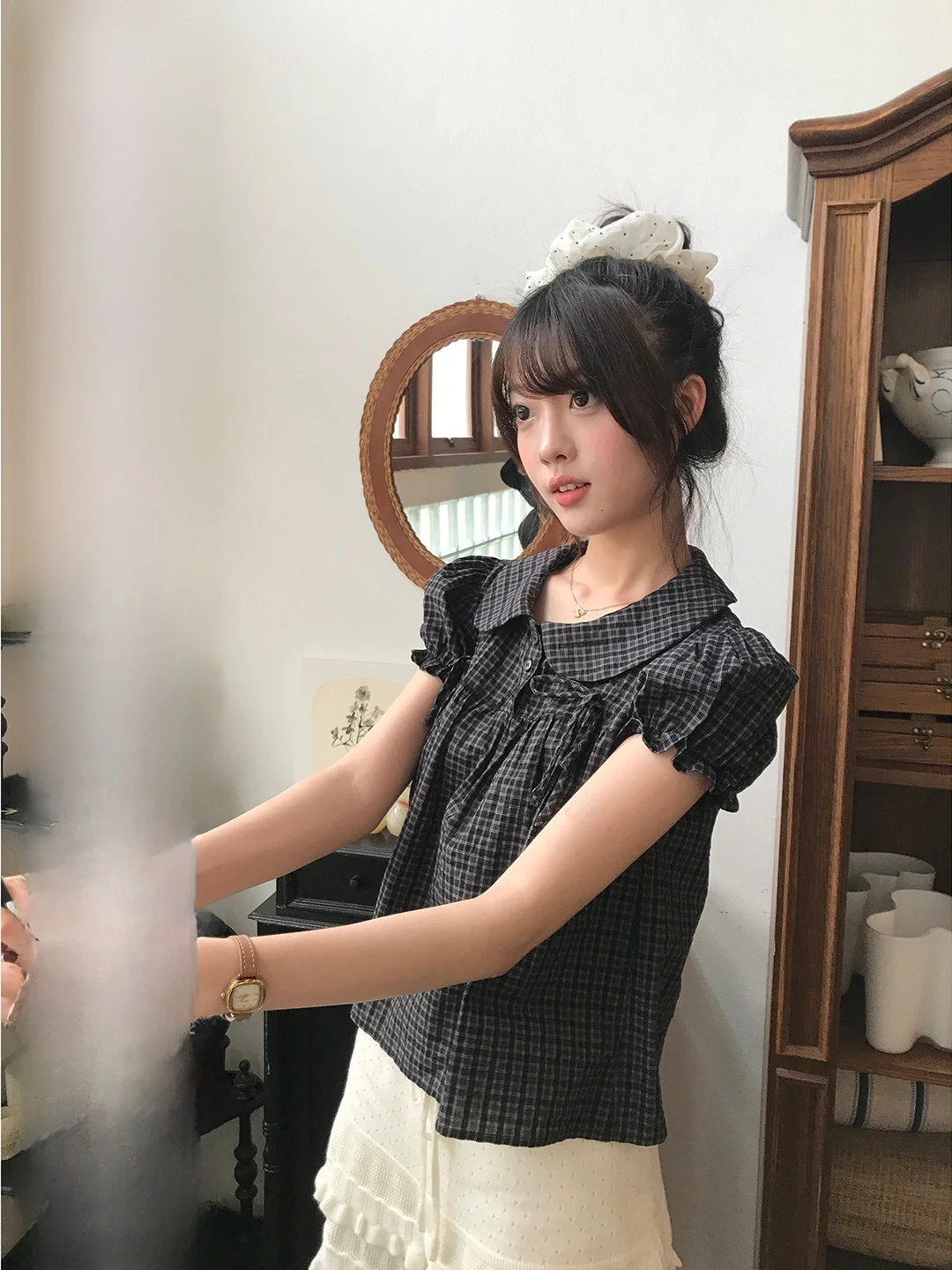 Imimtuan Plaid Shirt with Bowtie Short Sleeve Doll Collar Korean Style Gentle College Feeling Anti-aging Slimming Small Shirt
Imimtuan Plaid Shirt with Bowtie Short Sleeve Doll Collar Korean Style Gentle College Feeling Anti-aging Slimming Small Shirt