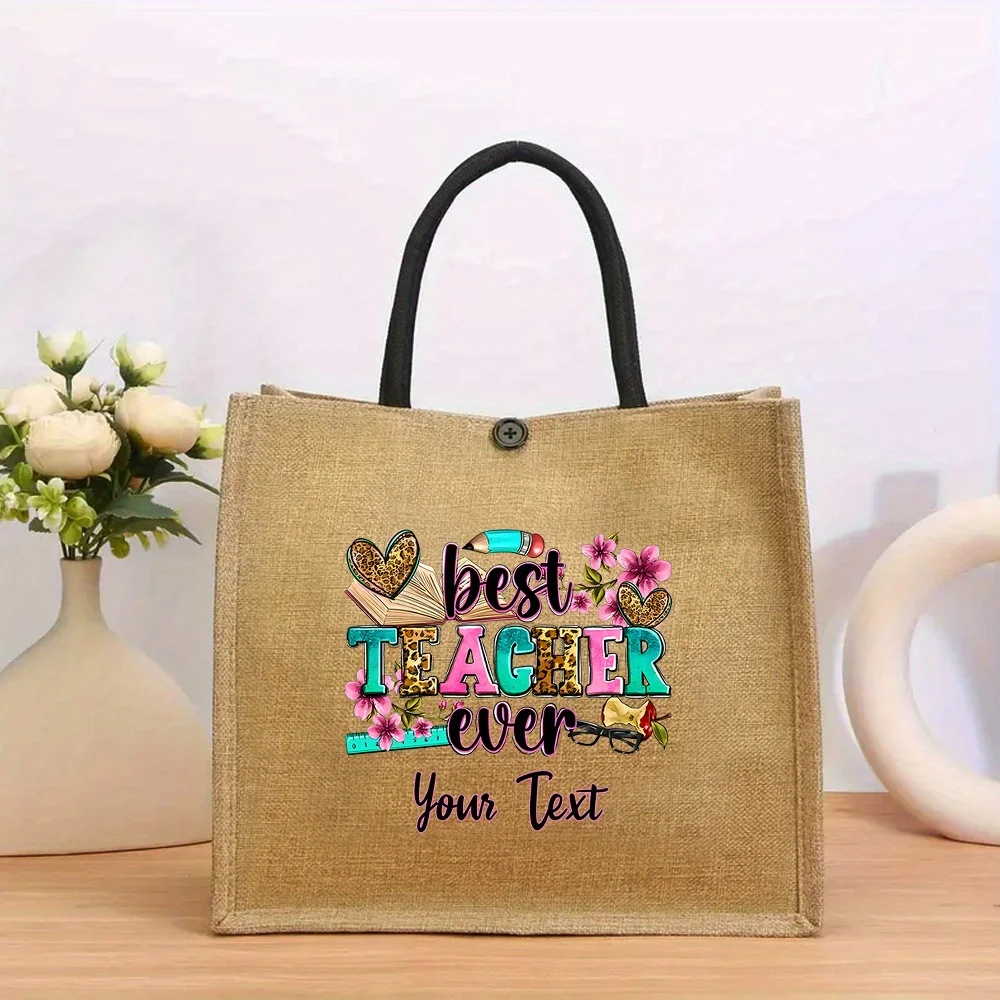 Teacher-Themed Linen Handbag Ideal Shopping Bag Travel Bag with Buckle Closure Lightweight Tote Bags Graduation Season Gifts
Teacher-Themed Linen Handbag Ideal Shopping Bag Travel Bag with Buckle Closure Lightweight Tote Bags Graduation Season Gifts