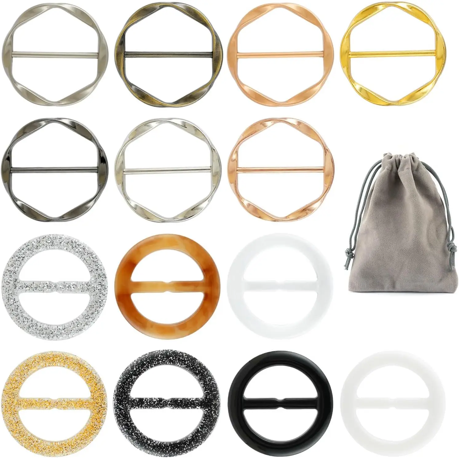 14PCS Metal Shirt Clip with Storage Bag, Silk Scarf Ring Clip T-shirt Waist Cincher Tightener for Women
14PCS Metal Shirt Clip with Storage Bag, Silk Scarf Ring Clip T-shirt Waist Cincher Tightener for Women