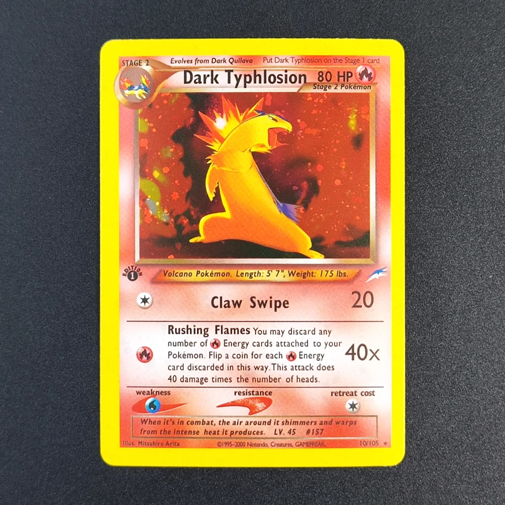 Proxy Pokemon Card EN Gym Challenge 1st Dark Typhlosion 10/105 Super Rare Collectibles Card Single Classic Anime Cards Toys
Proxy Pokemon Card EN Gym Challenge 1st Dark Typhlosion 10/105 Super Rare Collectibles Card Single Classic Anime Cards Toys