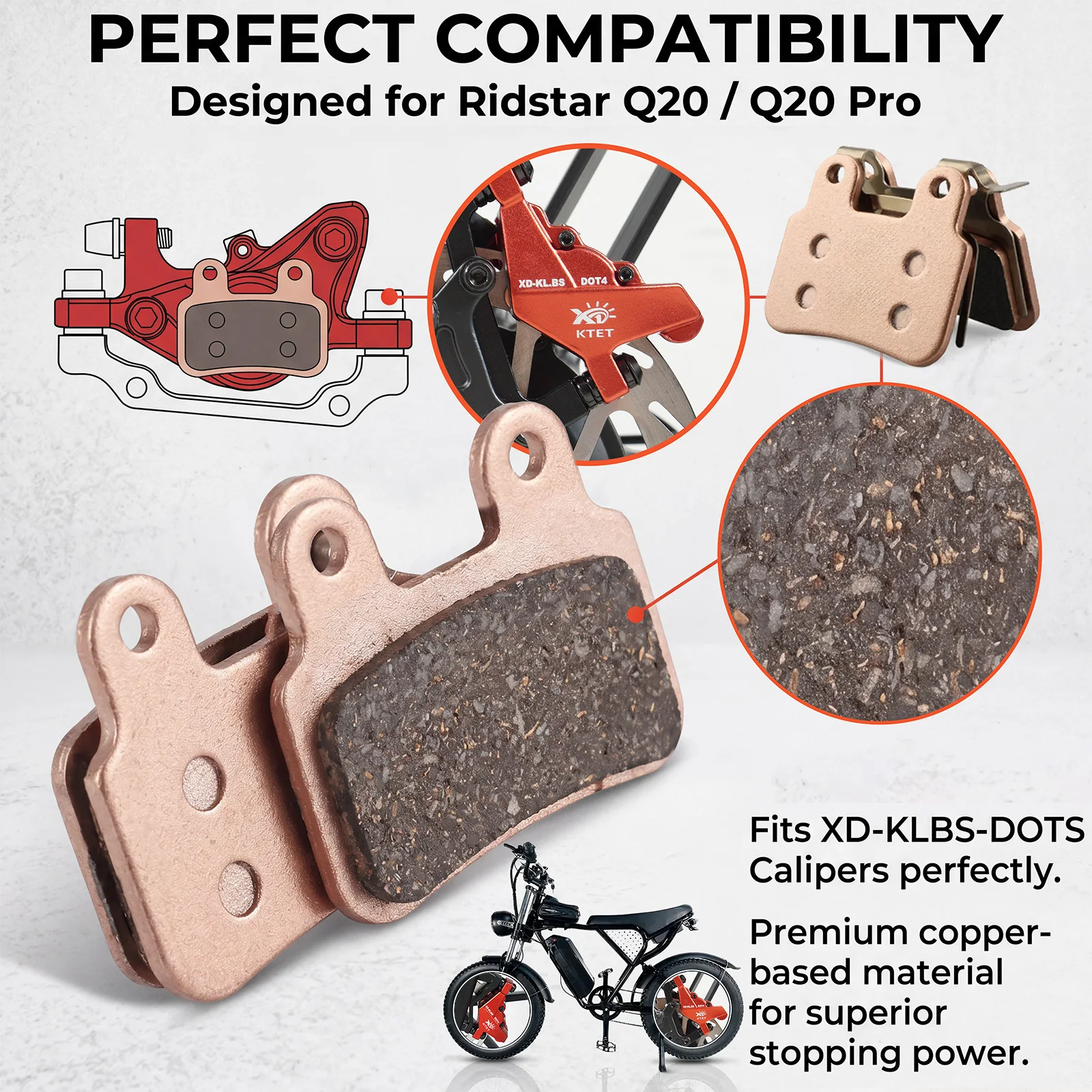 Fit XD/XOD Calipers: 2Pairs Copper Semi-Metal Pads for Ridstar Q20/Q20mini/Q20Pro/Mn26/H20Pro/Dc26 Ebike
Fit XD/XOD Calipers: 2Pairs Copper Semi-Metal Pads for Ridstar Q20/Q20mini/Q20Pro/Mn26/H20Pro/Dc26 Ebike