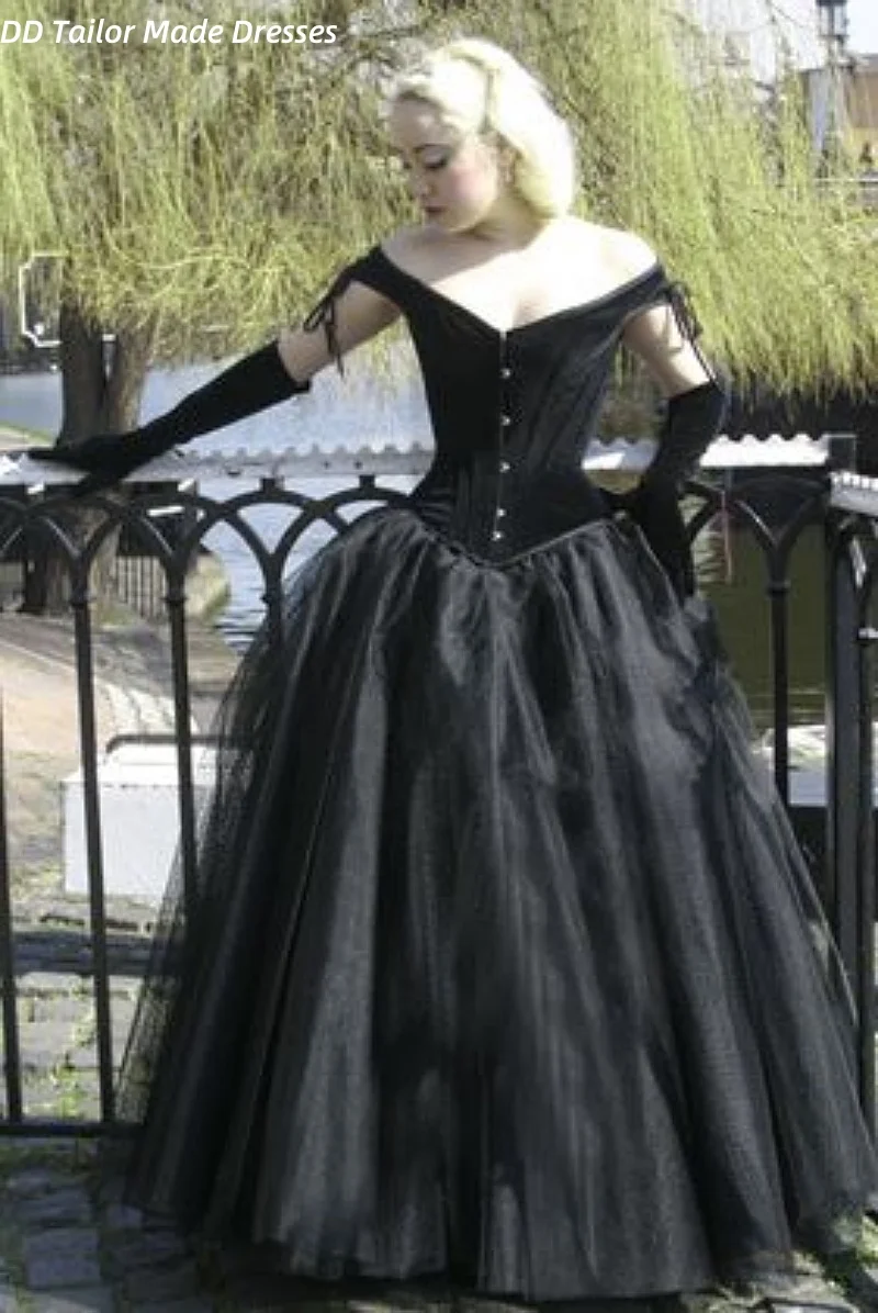Gothic Corset Black Prom Dress Floor Length Off Shoulder Steampunk Lace-Up Masquerade Gown Customized Special Occasion Wear
Gothic Corset Black Prom Dress Floor Length Off Shoulder Steampunk Lace-Up Masquerade Gown Customized Special Occasion Wear