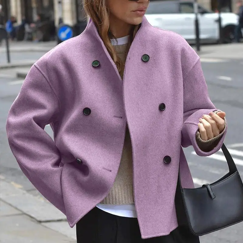 Women's Double Woolen Coat Winddriven Jaet Ladies Mid-Length Pure Color Polyester Fiber 00% Autumn Season Faion
Women's Double Woolen Coat Winddriven Jaet Ladies Mid-Length Pure Color Polyester Fiber 00% Autumn Season Faion