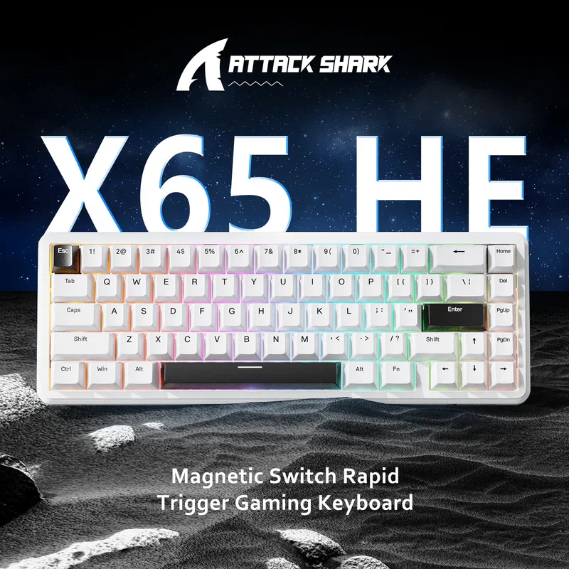 ATTACK SHARK X65 HE 65% Проводная игровая клавиатура со скоростью опрокидывания 8000 Гц, точность RT 0,01 мм, колпачки для клавиш из ПБТ, драйвер QMK, RGB
ATTACK SHARK X65 HE 65% Проводная игровая клавиатура со скоростью опрокидывания 8000 Гц, точность RT 0,01 мм, колпачки для клавиш из ПБТ, драйвер QMK, RGB
