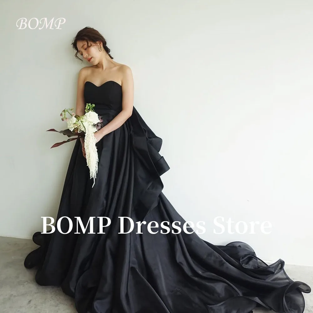 BOMP Black Sweetheart Evening Dresses Wedding Party Photo shoot Soft Satin Sweep Train Formal Bride Gowns Customized Elegant
BOMP Black Sweetheart Evening Dresses Wedding Party Photo shoot Soft Satin Sweep Train Formal Bride Gowns Customized Elegant