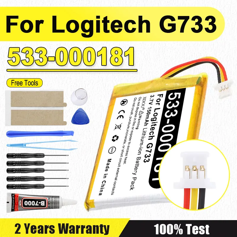 3.7V 1500mAh 604050 533-000181 Replacement Battery For Logitech G733 LightSpeed Wireless Game Headset Batteries+Tools
3.7V 1500mAh 604050 533-000181 Replacement Battery For Logitech G733 LightSpeed Wireless Game Headset Batteries+Tools