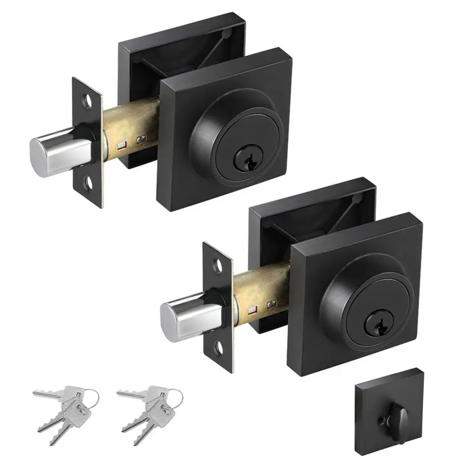 Black Square Deadbolt Lock 2 Pack, Keyed Alike Single Cylinder Deadbolt Lock for Front Door Entrance, Modern Keyed Dead Bolt for
Black Square Deadbolt Lock 2 Pack, Keyed Alike Single Cylinder Deadbolt Lock for Front Door Entrance, Modern Keyed Dead Bolt for