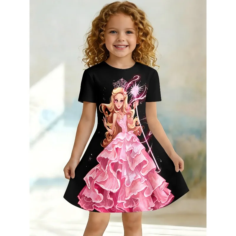 Girl's Pink Princess Magic Wand Printed T-shirt Dress Black Background Children's Party Casual Dress Suitable for Birthday Gifts
Girl's Pink Princess Magic Wand Printed T-shirt Dress Black Background Children's Party Casual Dress Suitable for Birthday Gifts