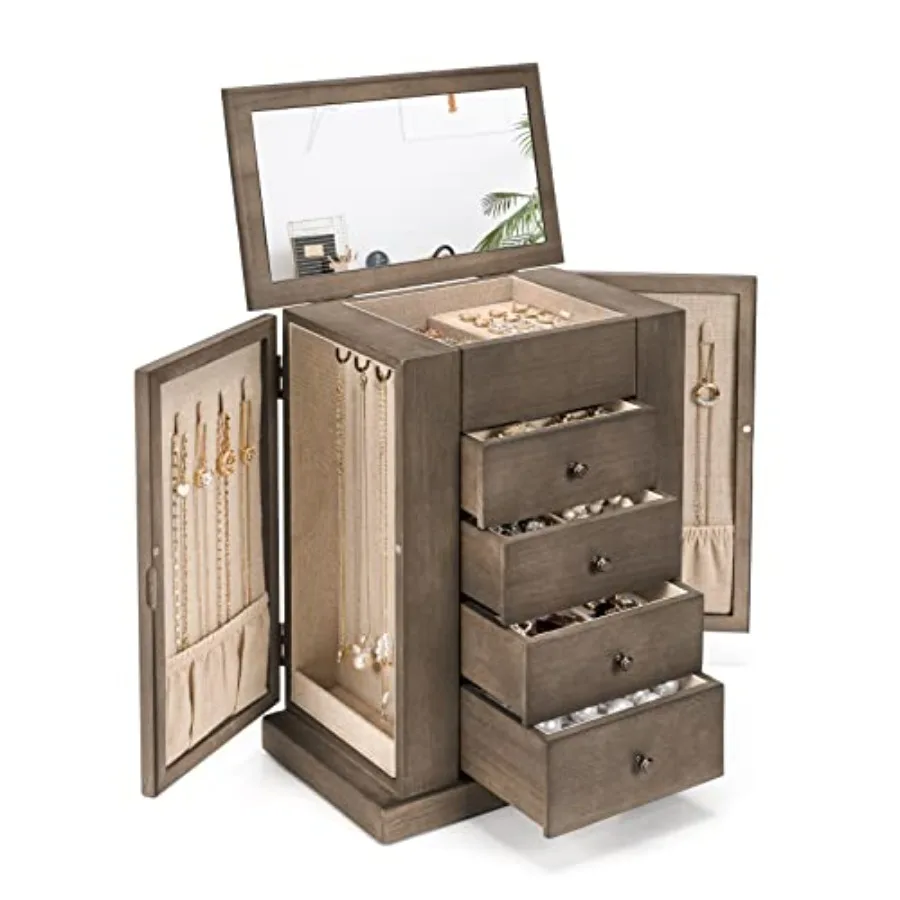 Jewelry Box for Women, 5 Layer Large Wood Jewelry Boxes and Organizers for Necklaces Earrings Rings Bracelets, Rustic Jewelry O
Jewelry Box for Women, 5 Layer Large Wood Jewelry Boxes and Organizers for Necklaces Earrings Rings Bracelets, Rustic Jewelry O