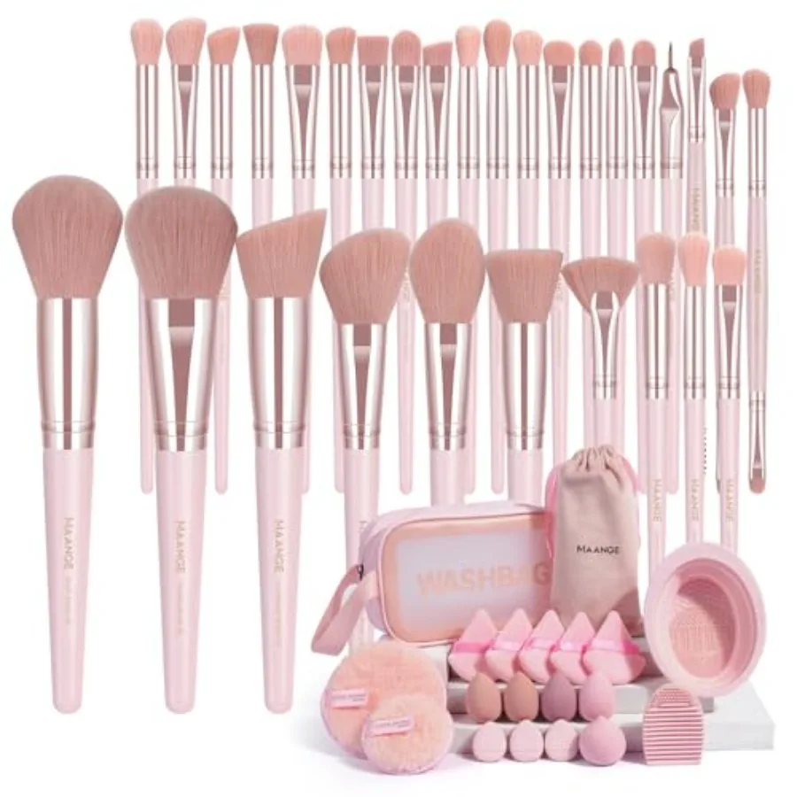 Makeup Brush Set 49 Pcs Makeup Tool Set Premium Synthetic Foundation Powder Concealers Eye shadows Blush Makeup Brushes Pink, 4
Makeup Brush Set 49 Pcs Makeup Tool Set Premium Synthetic Foundation Powder Concealers Eye shadows Blush Makeup Brushes Pink, 4