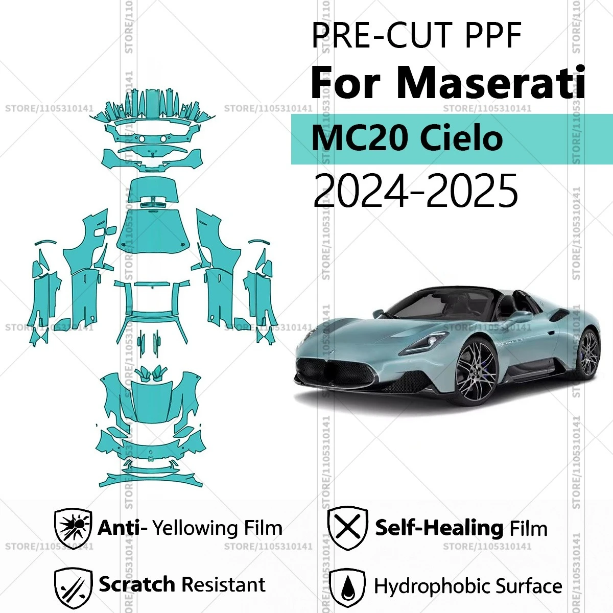 For Maserati MC20 Cielo 2024-2025 Pre-Cut Paint Protection Film PPF Transparent Car Film Automotive PPF Full Vehicle
For Maserati MC20 Cielo 2024-2025 Pre-Cut Paint Protection Film PPF Transparent Car Film Automotive PPF Full Vehicle