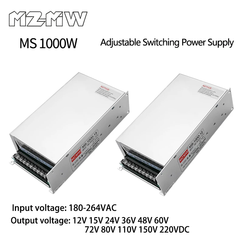 Adjustable Switching Power Supply 1000W AC To DC 180-264VAC 12V 15V 24V 36V 48V 60V 72V 80V 110V 150V 220VDC Industrial Adapter
Adjustable Switching Power Supply 1000W AC To DC 180-264VAC 12V 15V 24V 36V 48V 60V 72V 80V 110V 150V 220VDC Industrial Adapter
