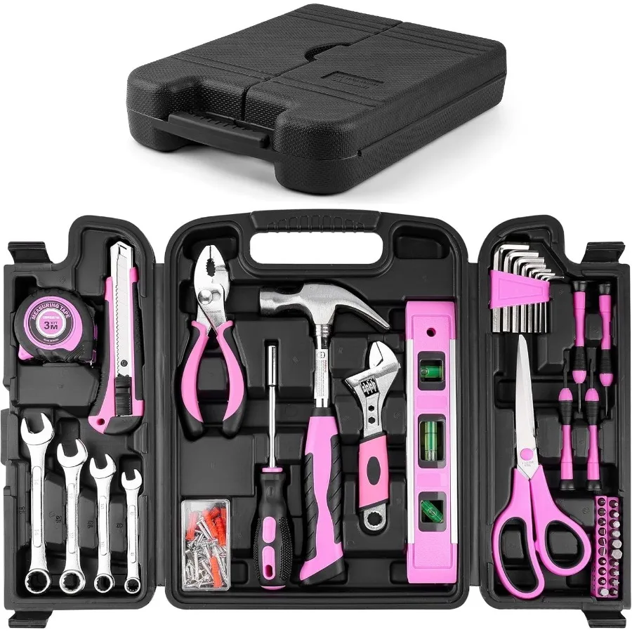 125 PCS Pink Household Tool Set, Pink Ladies Basic House DIY Toolkit Set for Home Garage Office College Dormitory Use, Hand Too
125 PCS Pink Household Tool Set, Pink Ladies Basic House DIY Toolkit Set for Home Garage Office College Dormitory Use, Hand Too