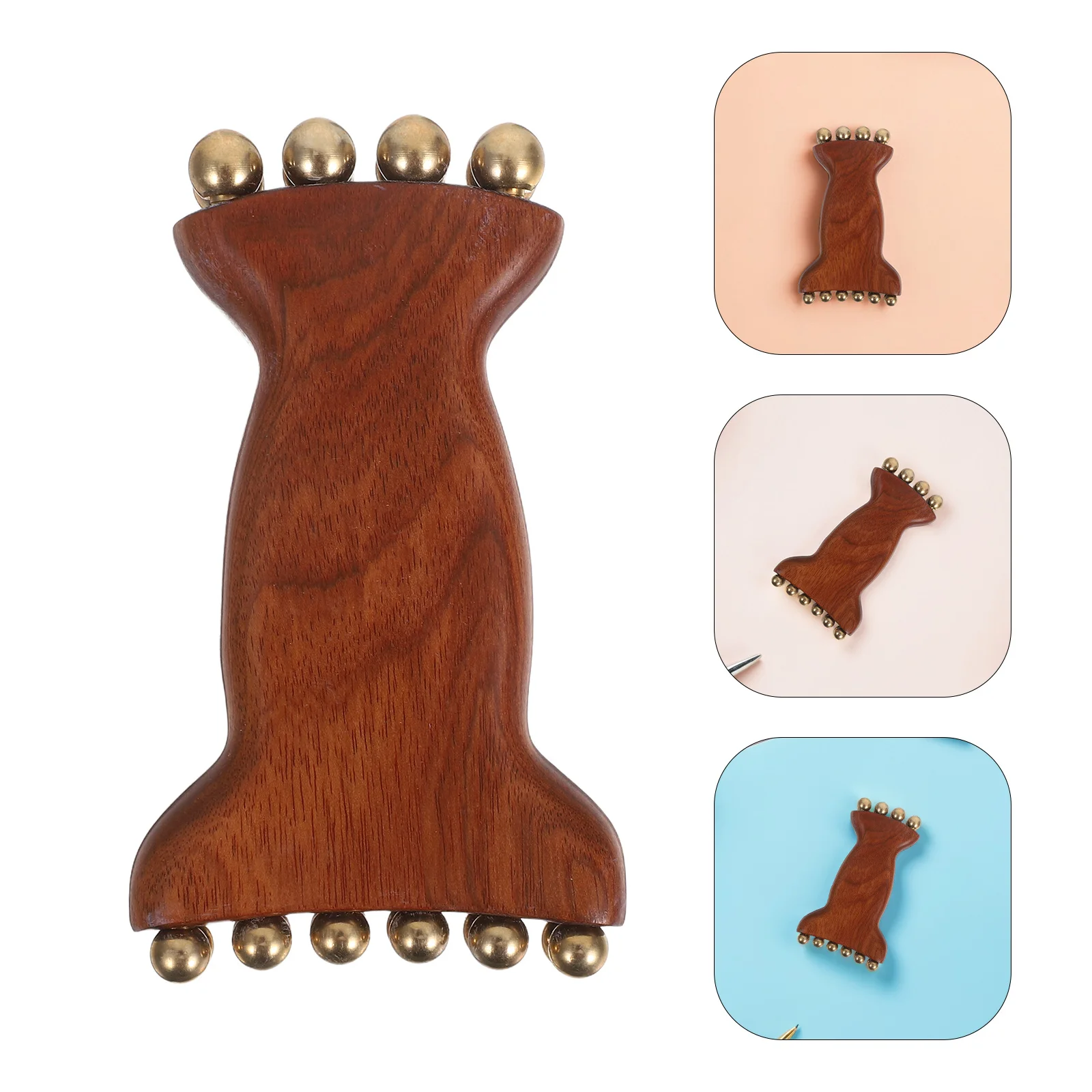 Sandalwood Facial Massager With Brass Beads Natural Wood Face Sculpting Tool For Gua Sha Neck Acupoint Relaxation Portable 
Sandalwood Facial Massager With Brass Beads Natural Wood Face Sculpting Tool For Gua Sha Neck Acupoint Relaxation Portable