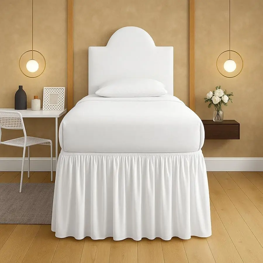 Dorm Bed Skirt Twin XL 32 Inch Drop Tailored with Split Corners Ruffled White Bedskirt Wrap Around Elastic Dust Ruffle for Lofte
Dorm Bed Skirt Twin XL 32 Inch Drop Tailored with Split Corners Ruffled White Bedskirt Wrap Around Elastic Dust Ruffle for Lofte