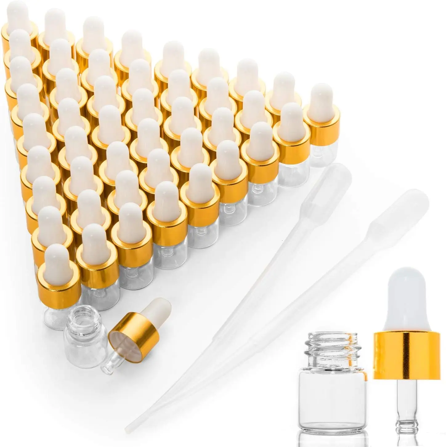 50 Clear Mini Dropper Bottles 1ml - Sample Glass Vials for Essential Oils, Perfume, Travel
50 Clear Mini Dropper Bottles 1ml - Sample Glass Vials for Essential Oils, Perfume, Travel