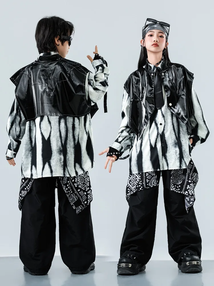 Kid Hip Hop Clothing Black Faux Leather Bat Vest Tie Dye Shirt Casual Parachute Pants for Girl Boy Street Dance Costume Clothes
Kid Hip Hop Clothing Black Faux Leather Bat Vest Tie Dye Shirt Casual Parachute Pants for Girl Boy Street Dance Costume Clothes