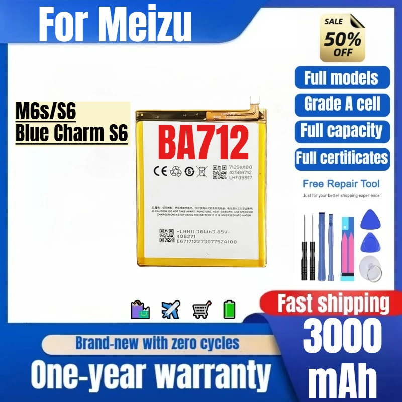 BA712 for Meizu M6s/S6/Blue Charm S6 Phone Battery High Quality High Capacity Replacement Bateria Grade A Cell with Tools
BA712 for Meizu M6s/S6/Blue Charm S6 Phone Battery High Quality High Capacity Replacement Bateria Grade A Cell with Tools