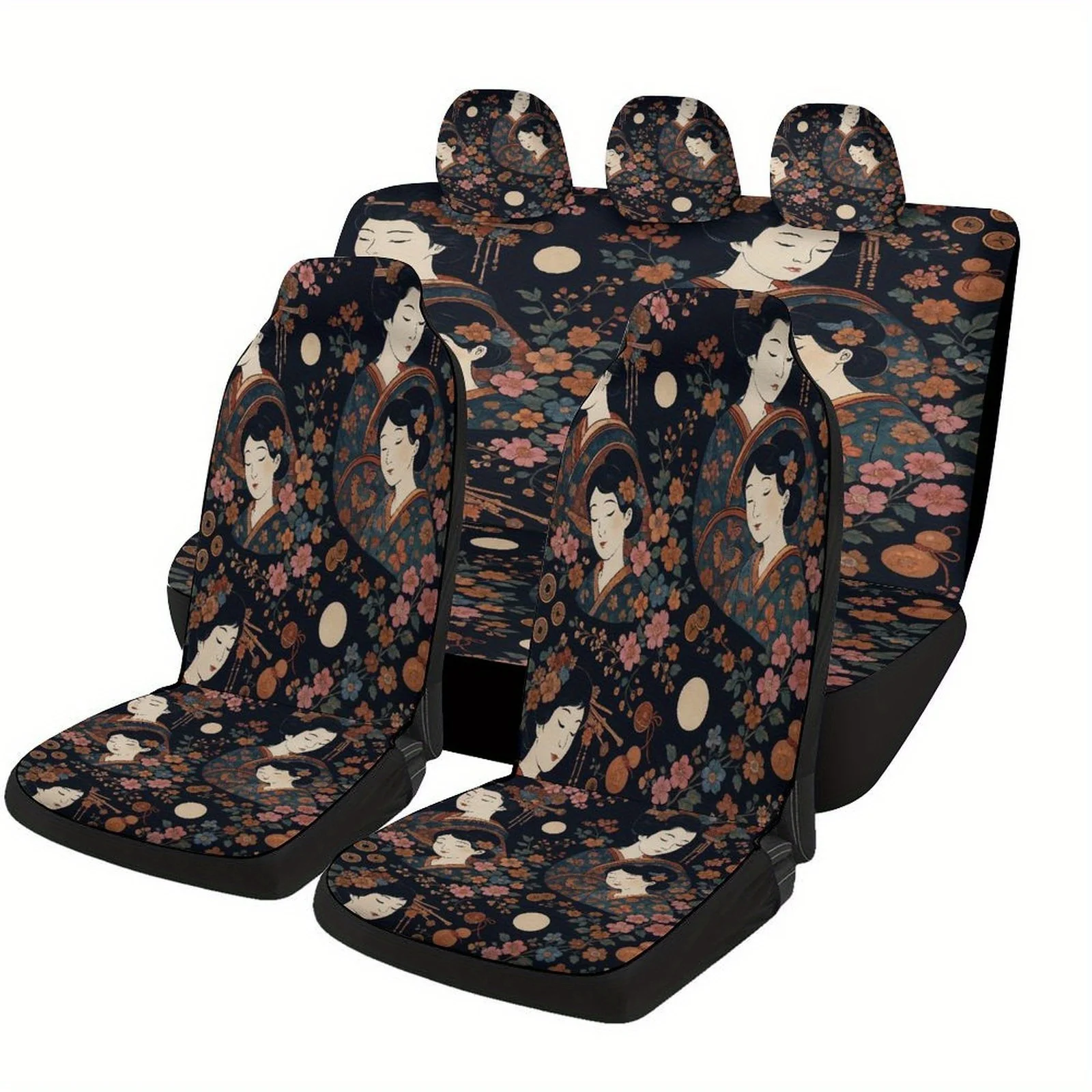 Geisha Pattern Designed Car Seat Cover Set For Most Cars, Trendy High-quality Car Seat Protector Covers Full Set, Universal Car
Geisha Pattern Designed Car Seat Cover Set For Most Cars, Trendy High-quality Car Seat Protector Covers Full Set, Universal Car
