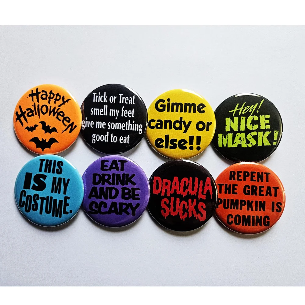 8pcs Halloween Button Pins Bulk Brooch Pins Badges for Pumpkin Costume Contest Trick or Treat Prize Awards Party Supplies Favors
8pcs Halloween Button Pins Bulk Brooch Pins Badges for Pumpkin Costume Contest Trick or Treat Prize Awards Party Supplies Favors